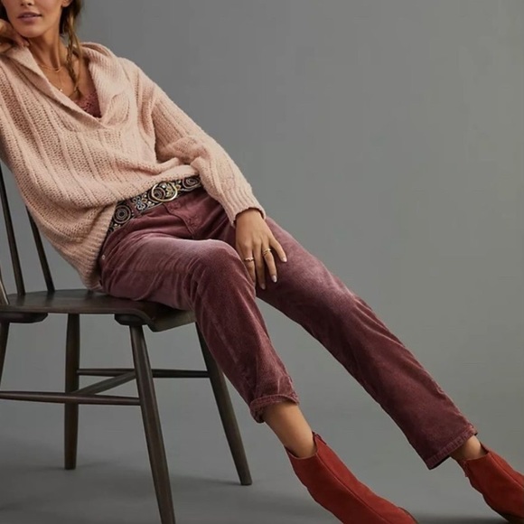 Pilcro and the Letterpress Denim - Anthropologie Pilcro slim boyfriend crop corduroy in wine
